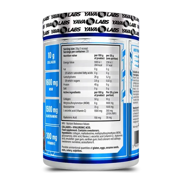 Yava Labs Collagen + Hyaluronic Acid 400g - Imagen 2