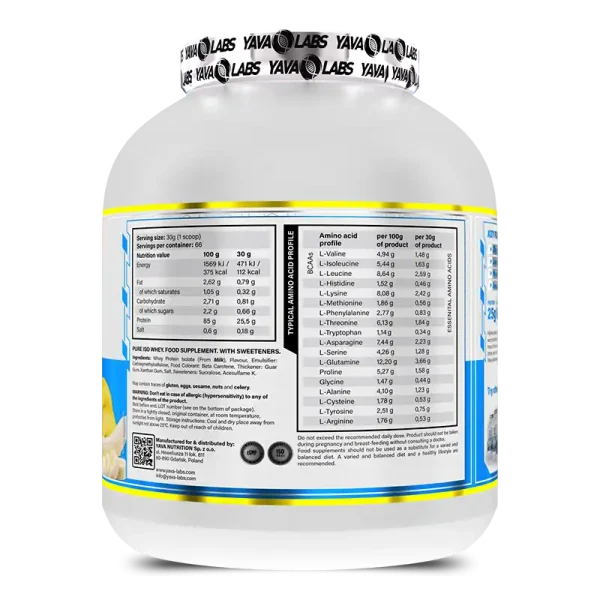 Yava Labs Pure Iso Whey - 1Kg - Imagen 3